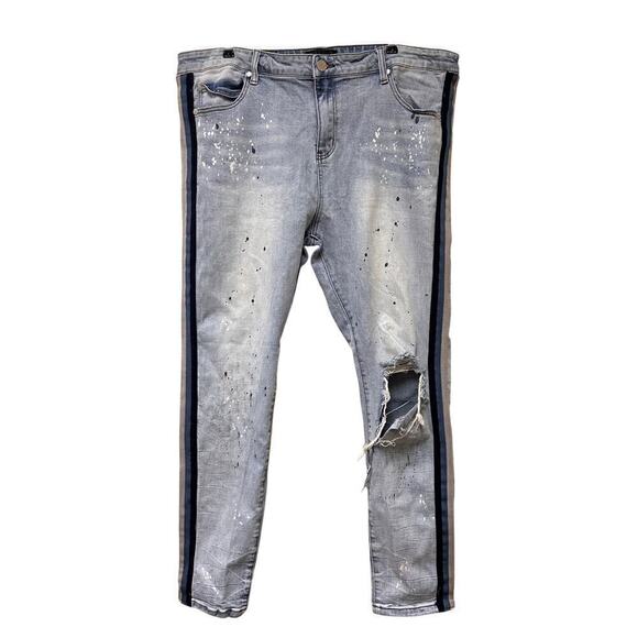 THRT Other - THRT Size 44 Men's Blue Light Wash Denim Jeans Distressed Splatter Streetwear